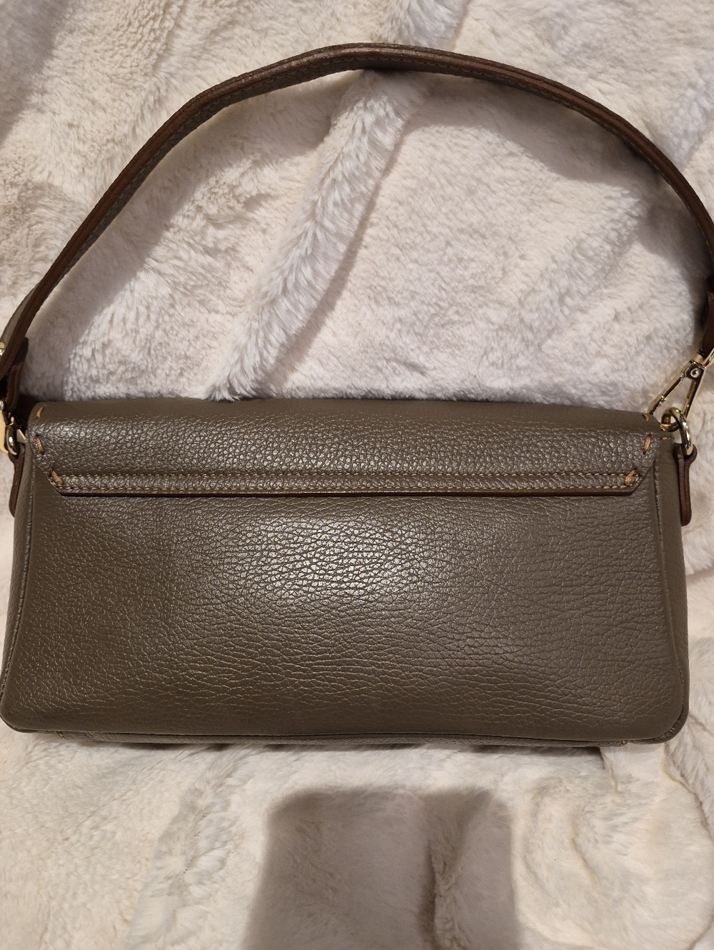 Classic Taupe Leather Shoulder Bag - Women's Accessory
